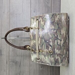 Tirisi Handmade In Italy Camo Leather Handbag Tote Purse